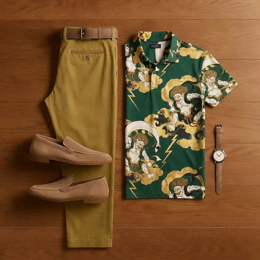 Emerald Heritage Printed Shirt & Trouser Co-Ord Set for Men