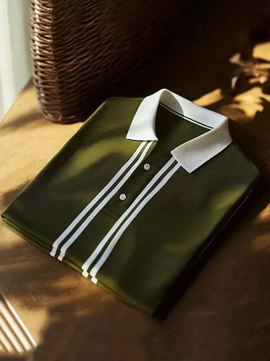Riviera Crest Striped Polo T-Shirt for Men