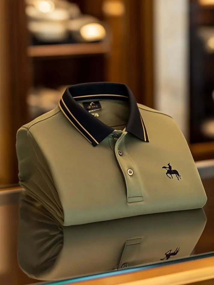 Sandstone Crest Smart Casual Polo Shirt for Men