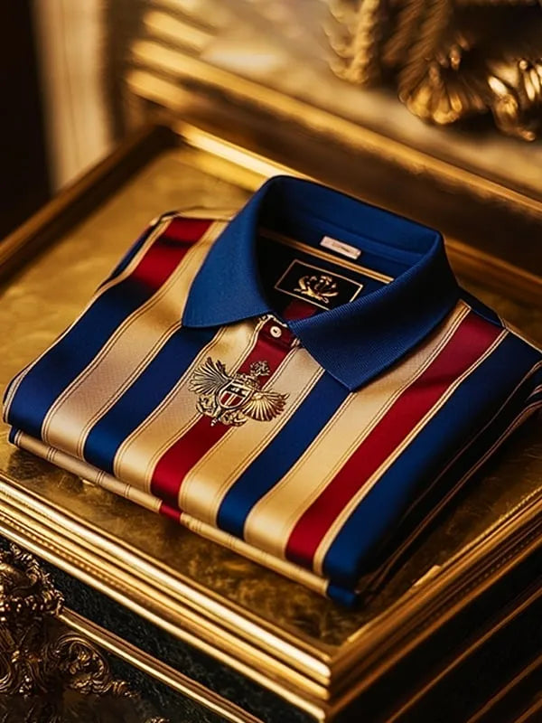 Wall Street Striped Button-Down Polo Shirt for Men