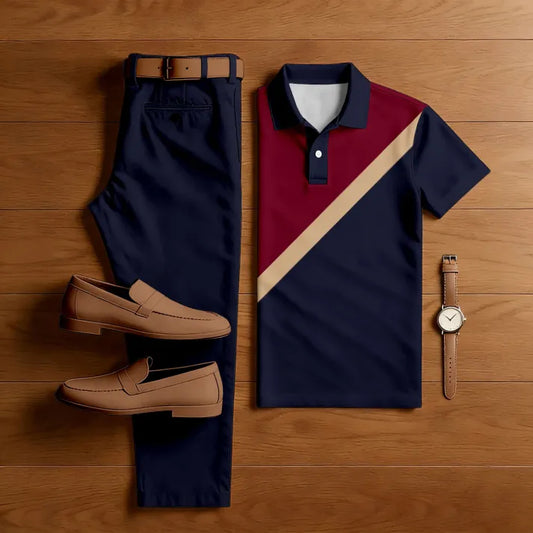 Monaco Geo Luxe Polo & Trouser Co-Ord Set for Men